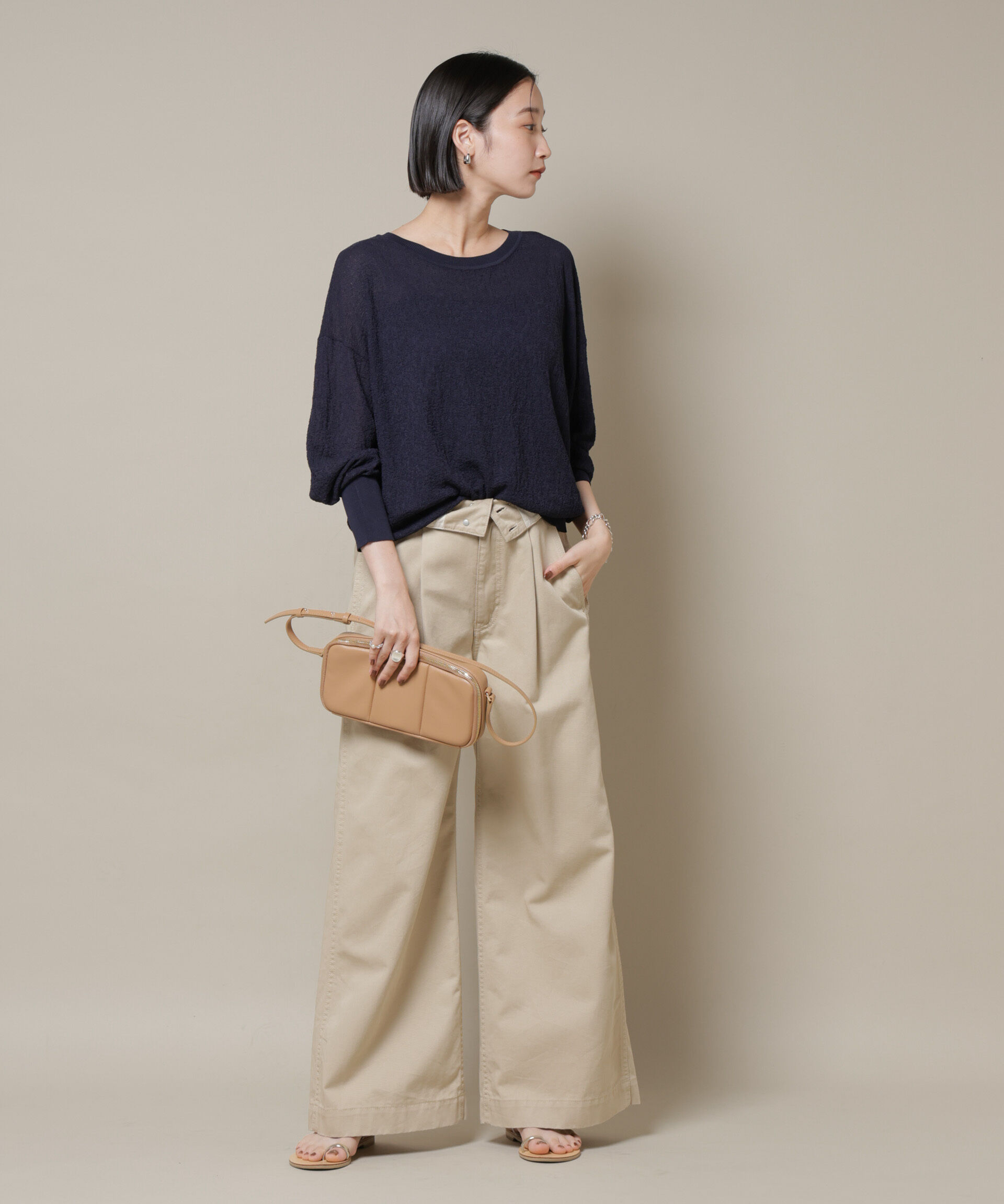 nano･universe「梨地ボートネックワイドシルエットニット」|ニット・セーター|