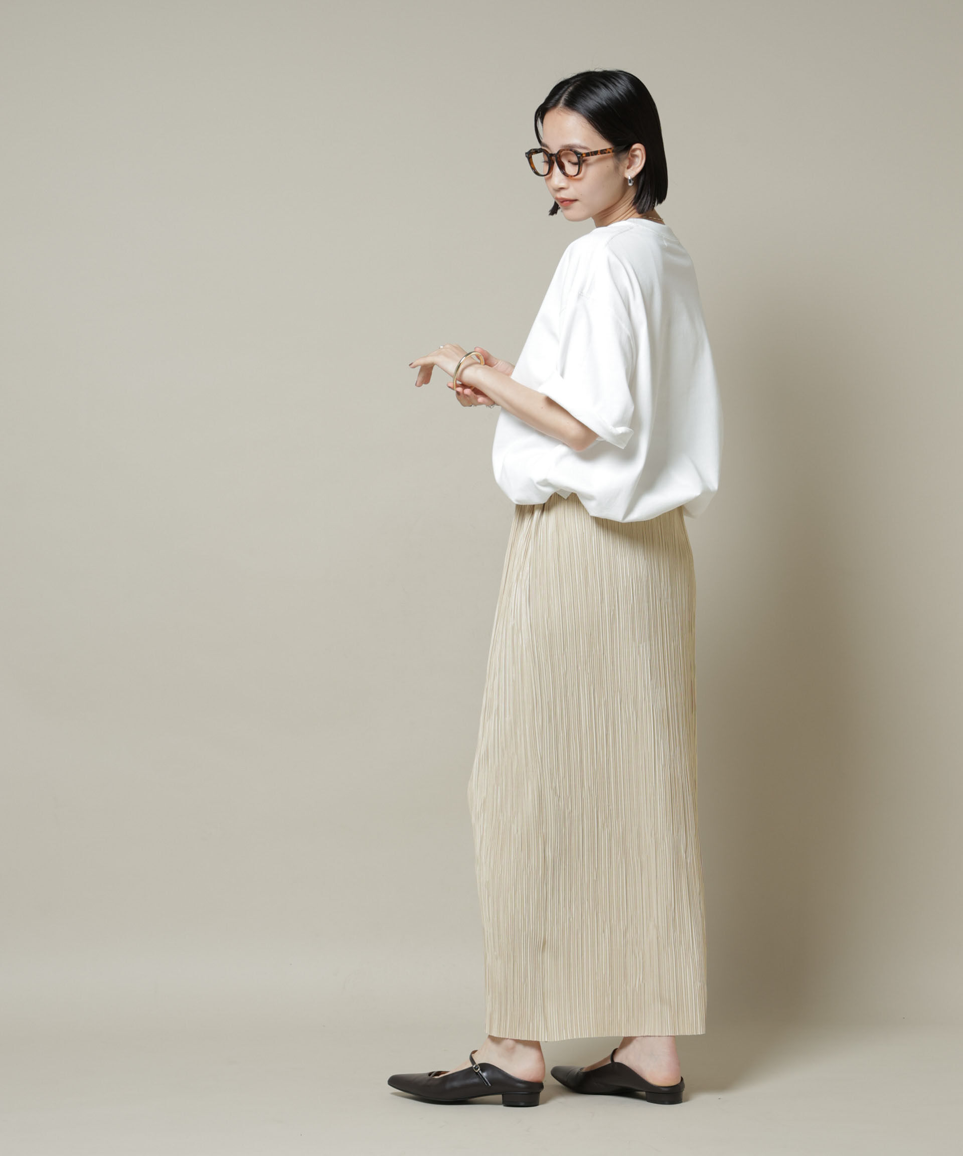 nano･universe「ランダムプリーツカットナロースカート(セットアップ可)」|スカート|