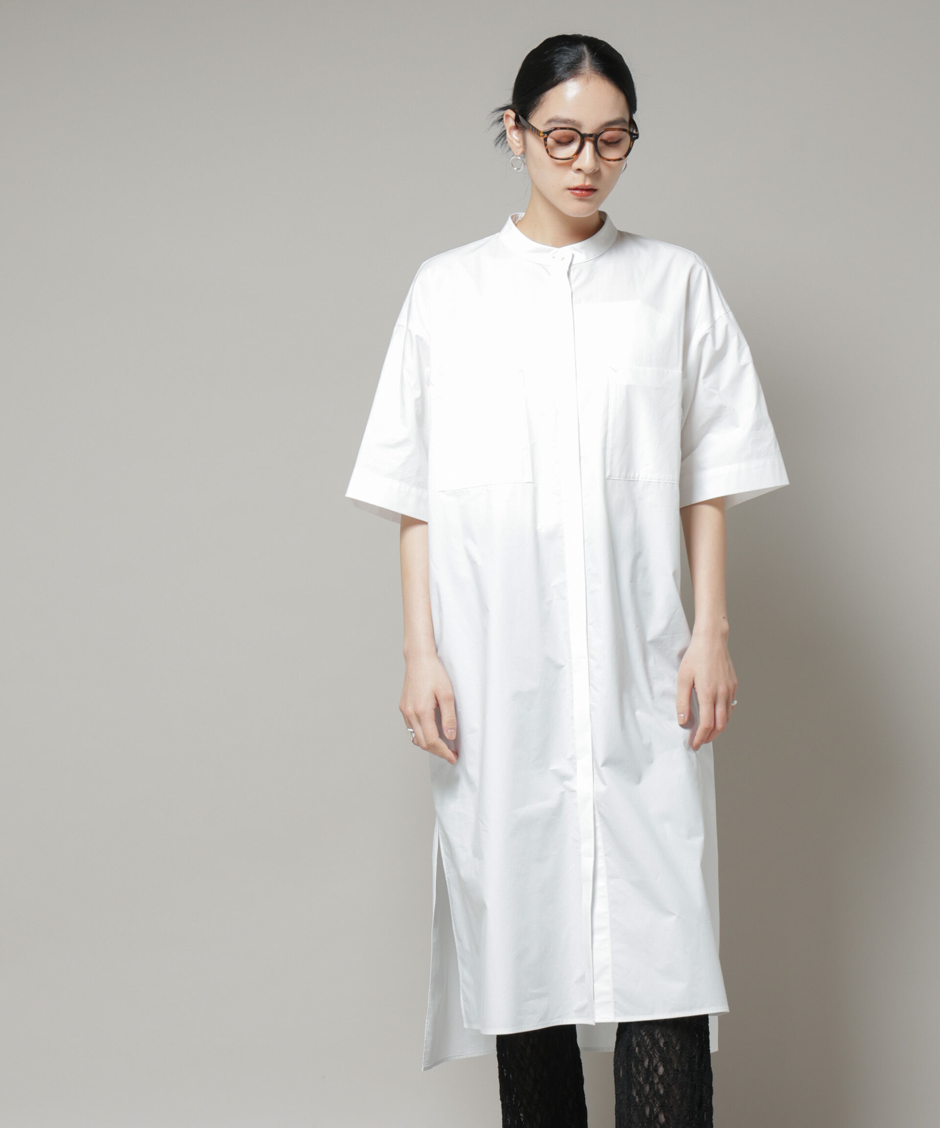 nano･universe「Ｗポケットハーフスリーブシャツワンピース」|ワンピース|