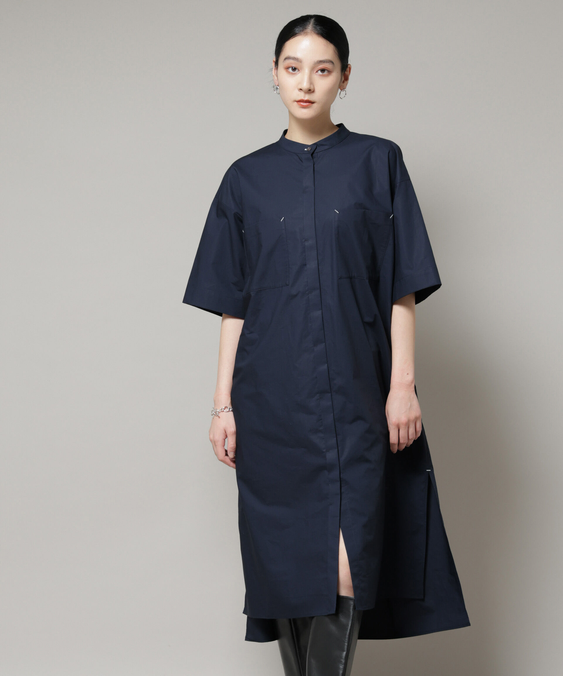 nano･universe「Ｗポケットハーフスリーブシャツワンピース」|ワンピース|