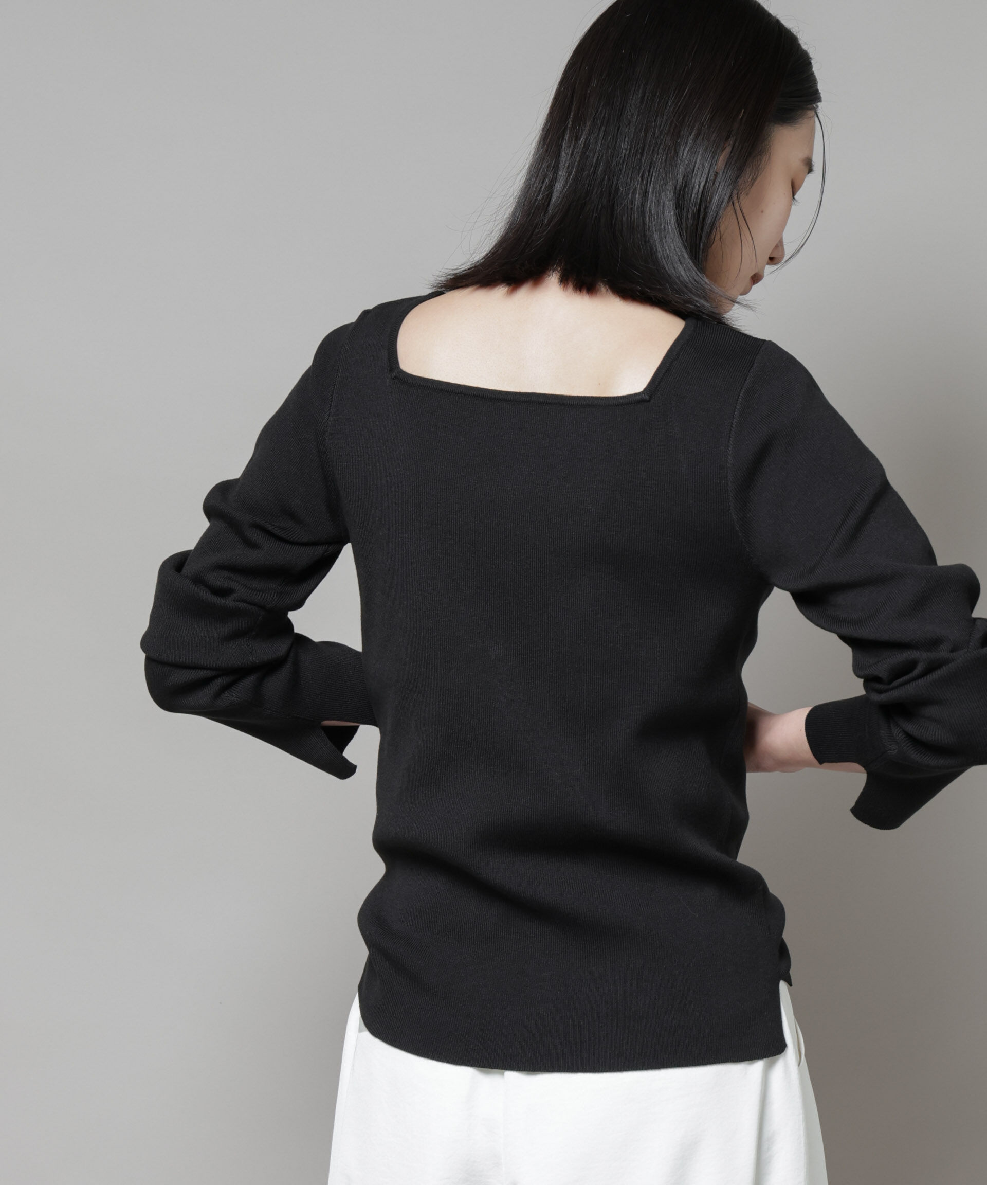 nano･universe「スクエア&ボートネック前後2wayニットプルオーバー」|ニット・セーター|