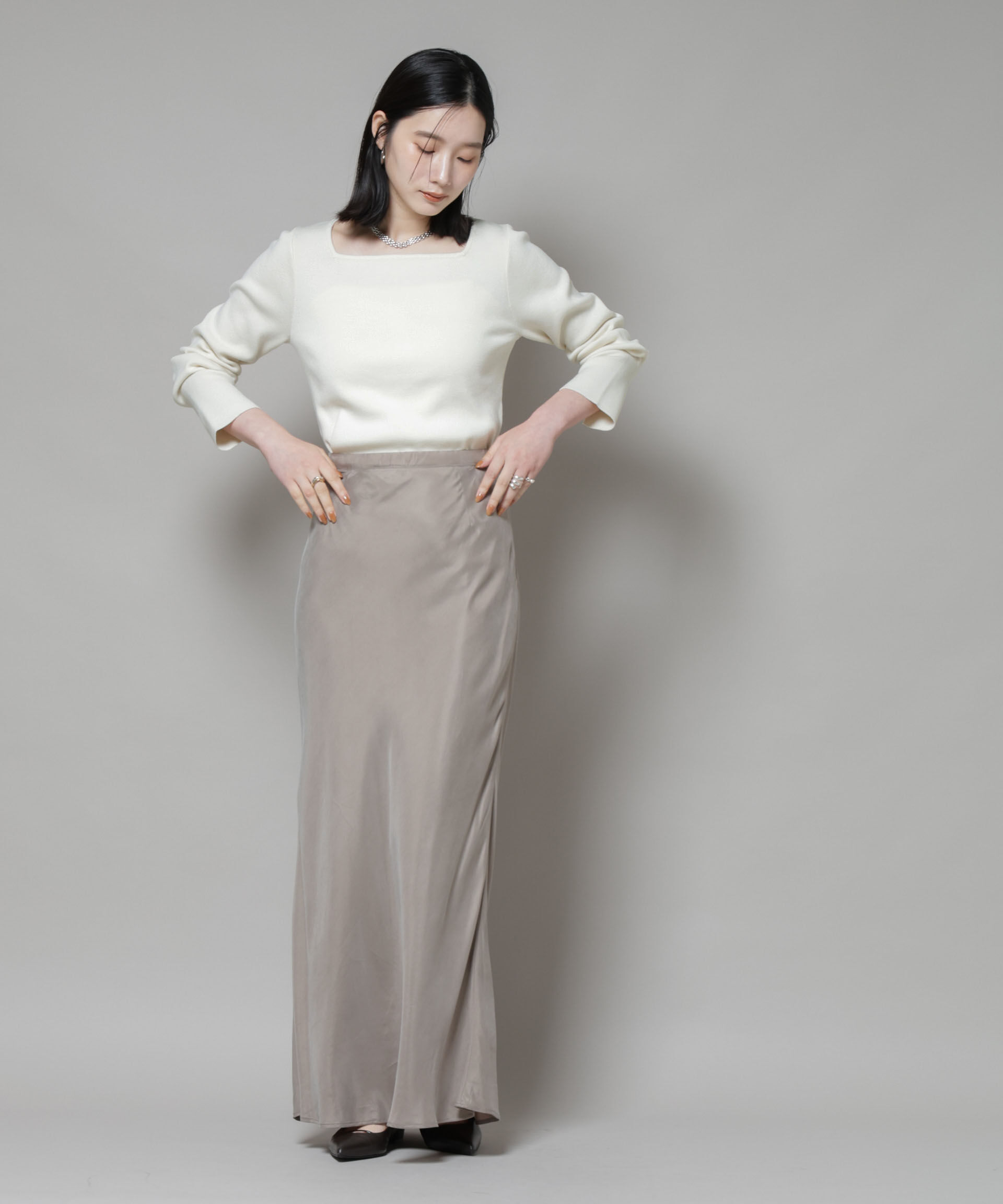 nano･universe「スクエア&ボートネック前後2wayニットプルオーバー」|ニット・セーター|