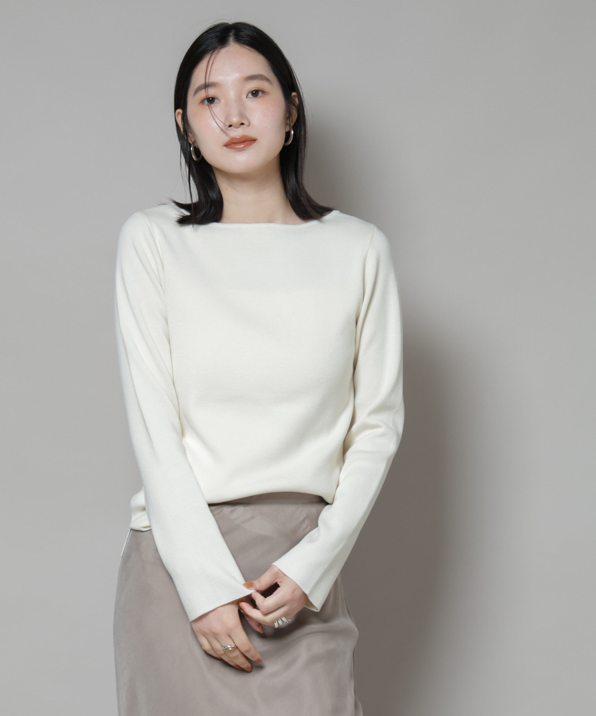 nano･universe「スクエア&ボートネック前後2wayニットプルオーバー」|ニット・セーター|