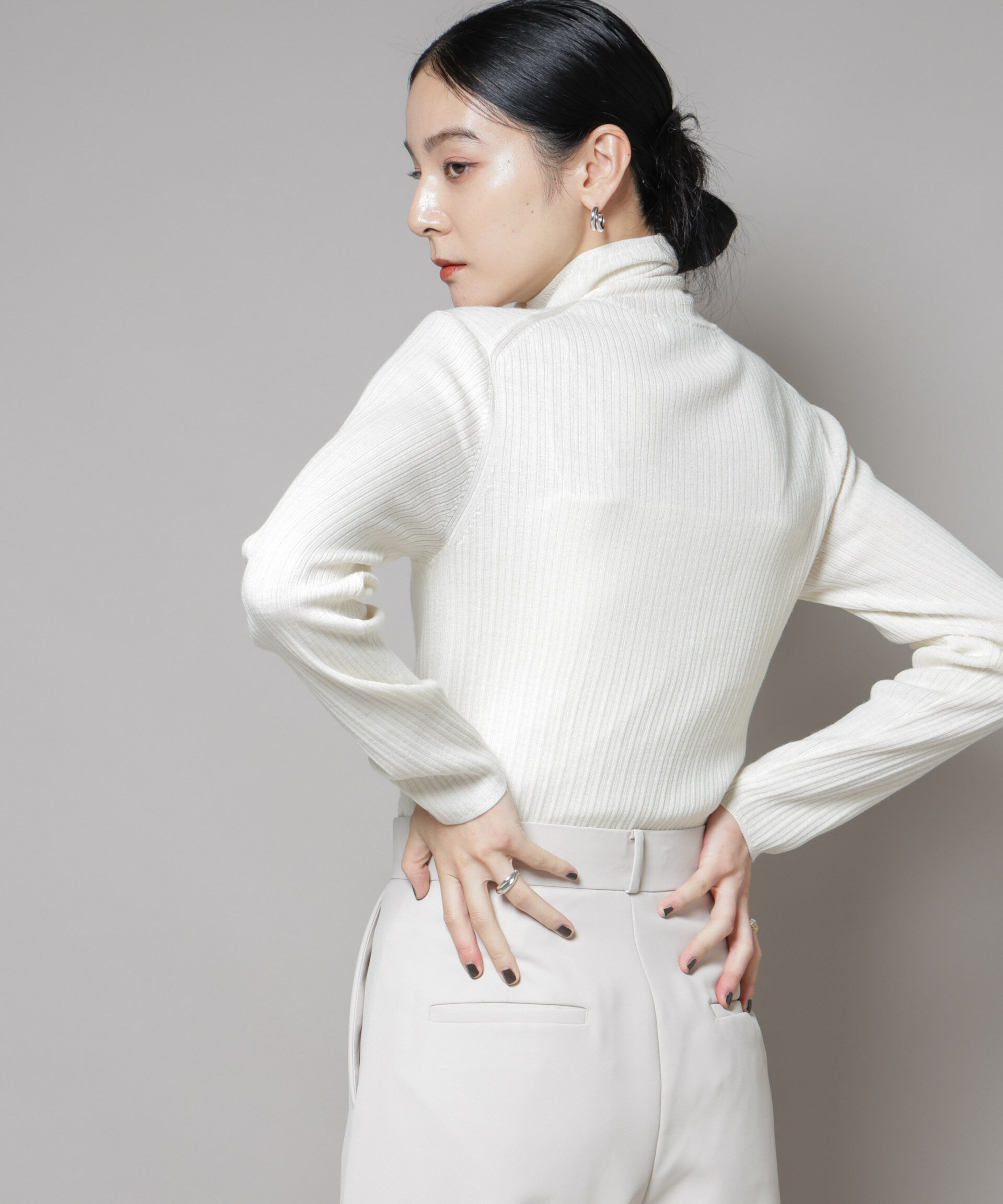 nano･universe「毛玉レスニット3wayリブタートルトップス」|ニット・セーター|