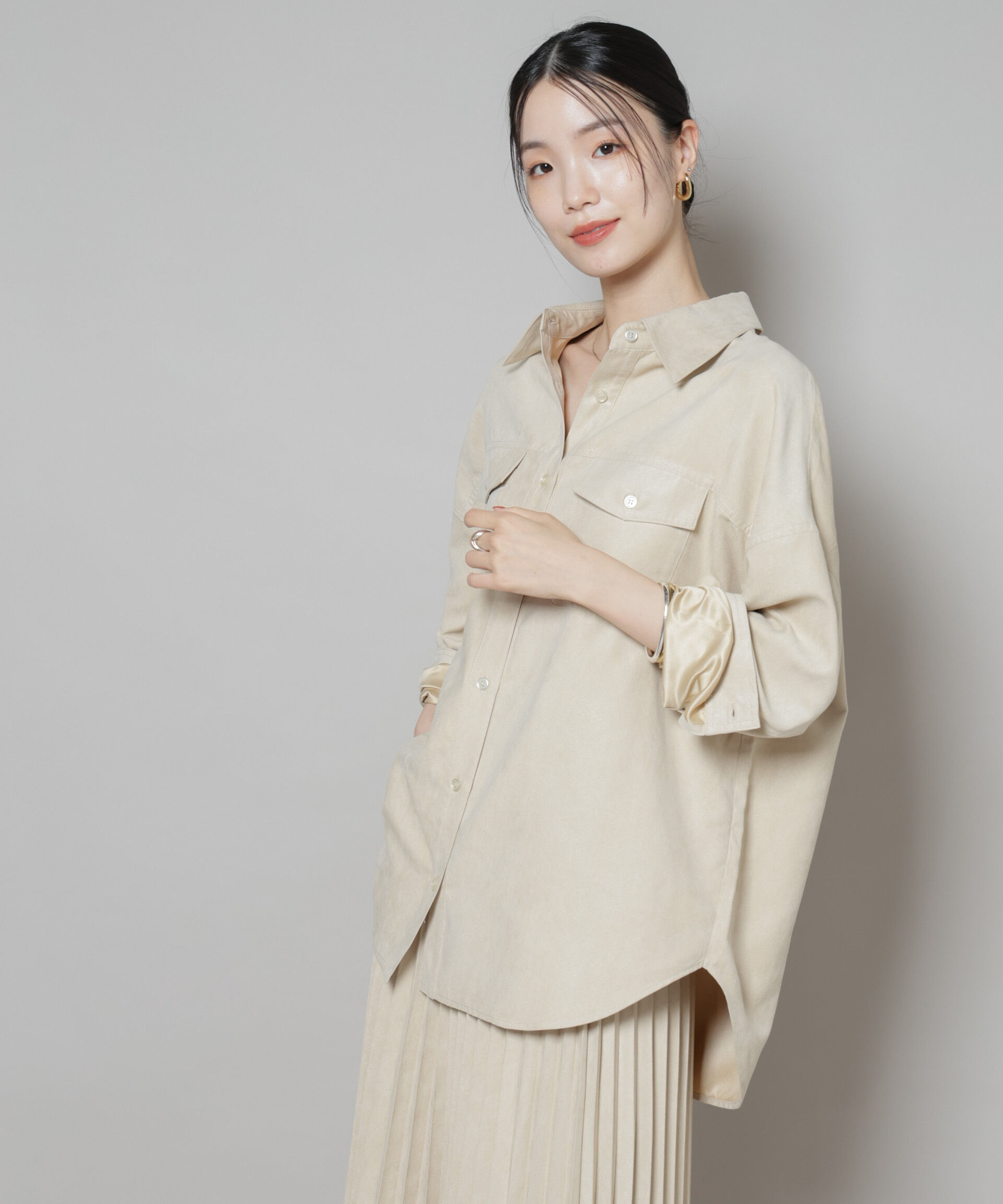 nano･universe「フェイクスエードシャツ(セットアップ可)」|シャツ・ブラウス|