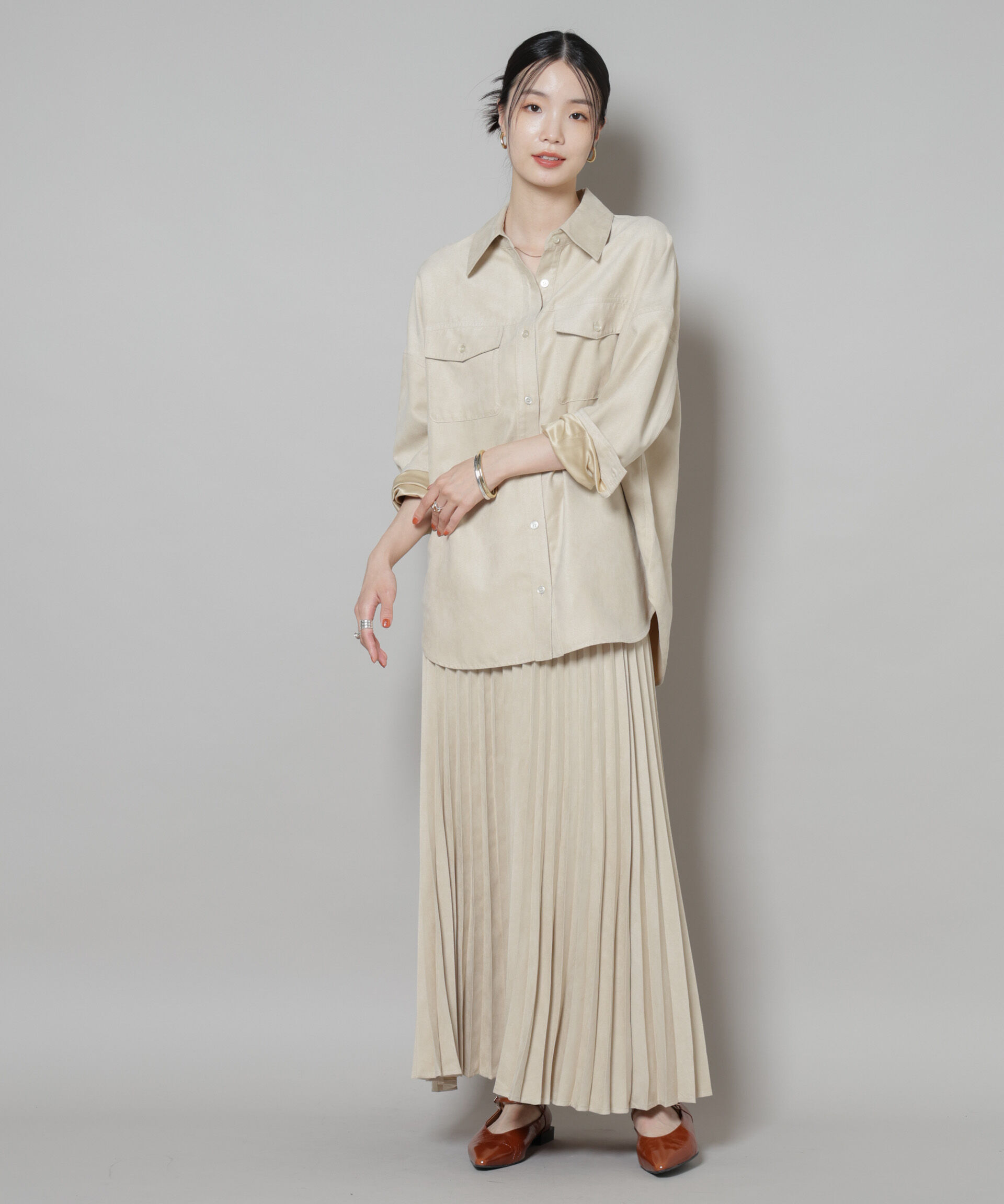 nano･universe「フェイクスエードシャツ(セットアップ可)」|シャツ・ブラウス|