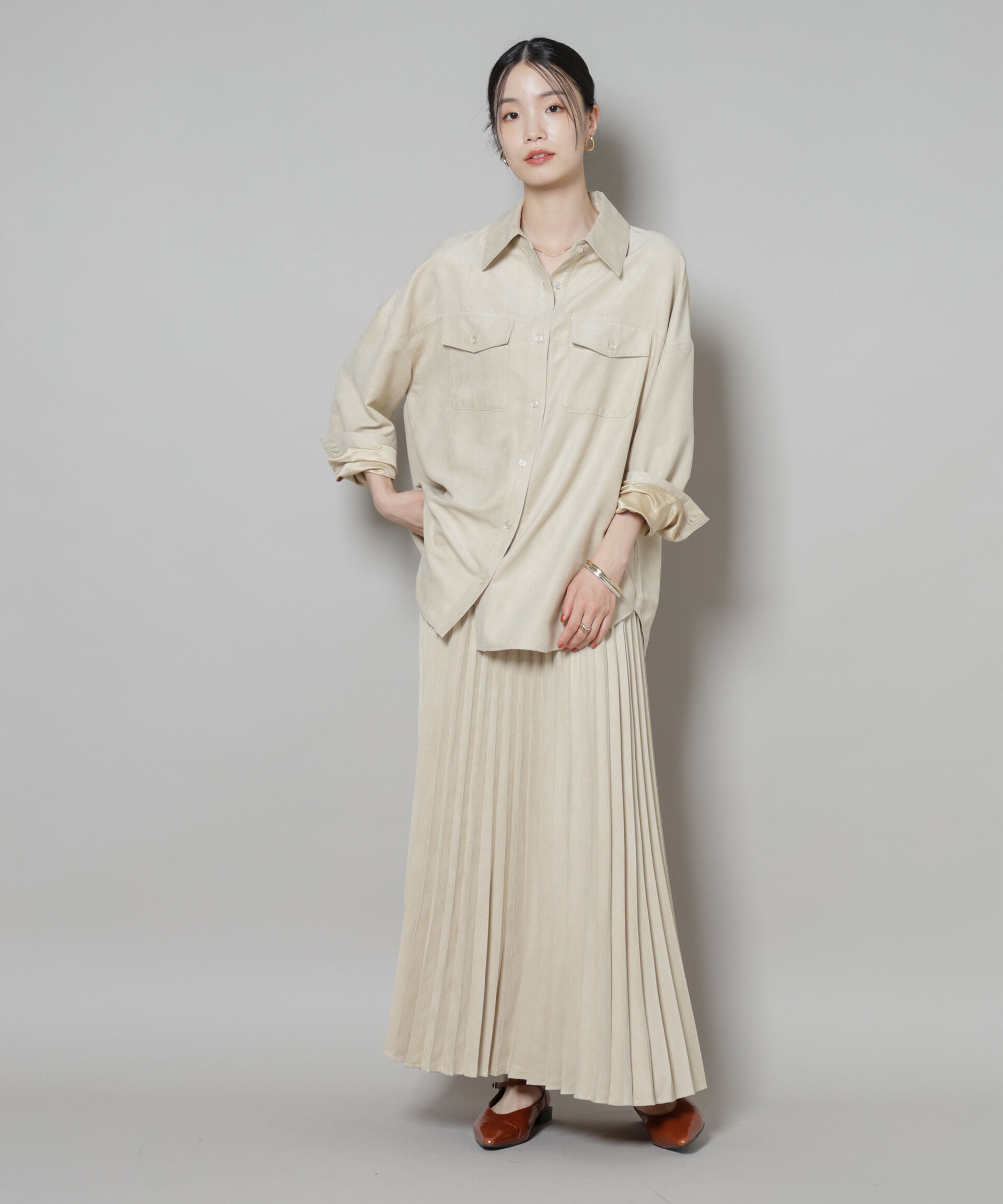 nano･universe「フェイクスエードシャツ(セットアップ可)」|シャツ・ブラウス|