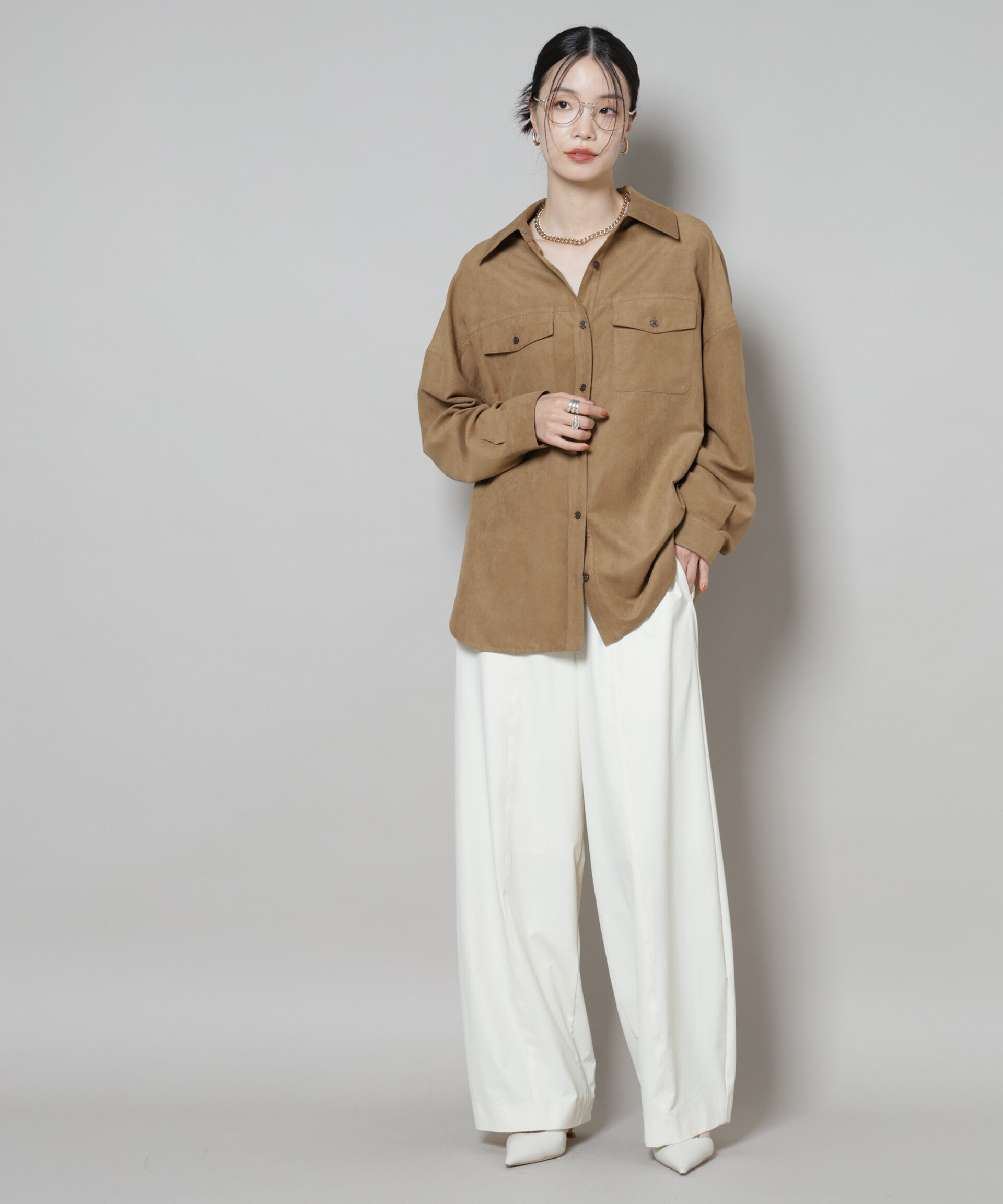 nano･universe「フェイクスエードシャツ(セットアップ可)」|シャツ・ブラウス|