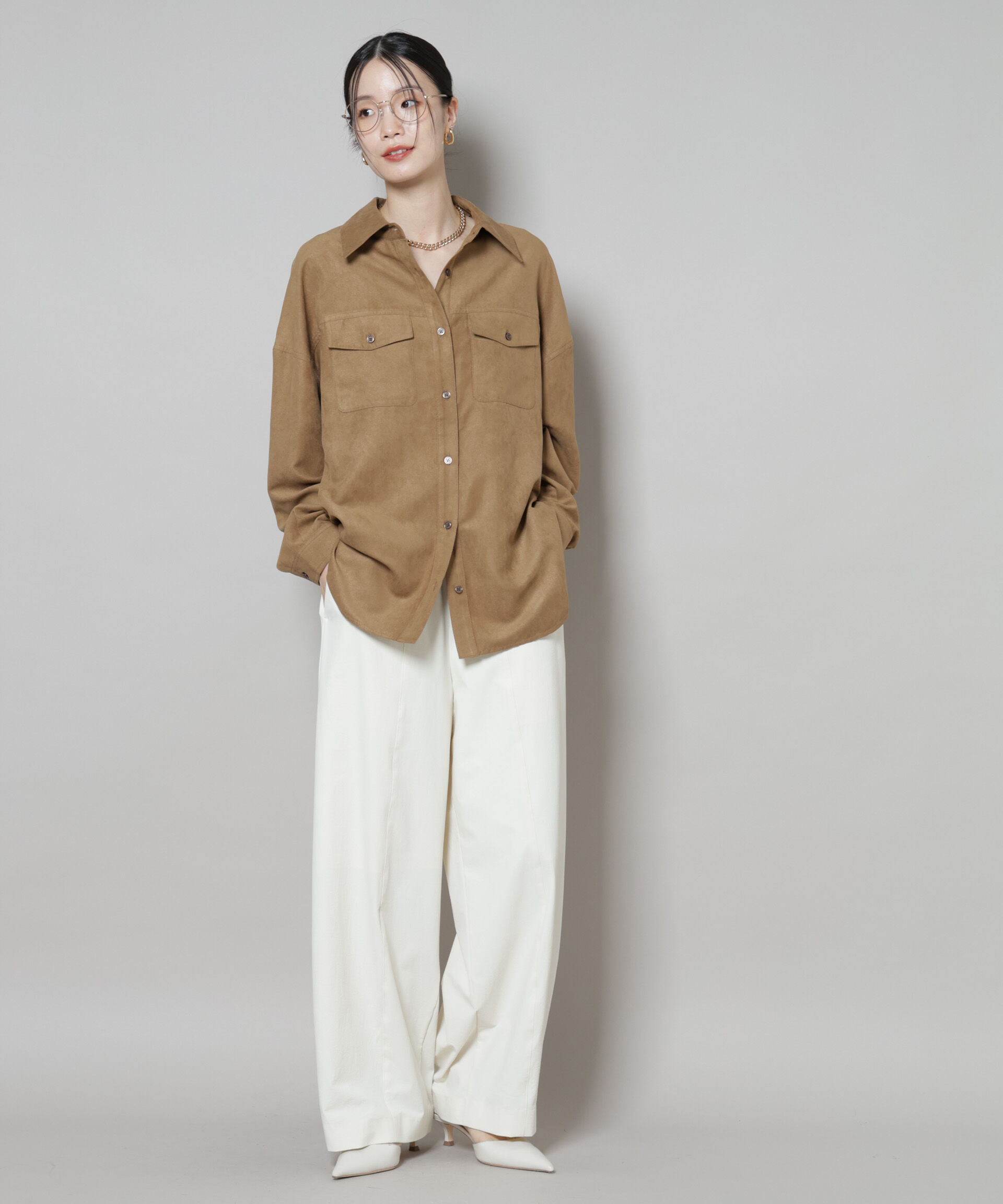 nano･universe「フェイクスエードシャツ(セットアップ可)」|シャツ・ブラウス|