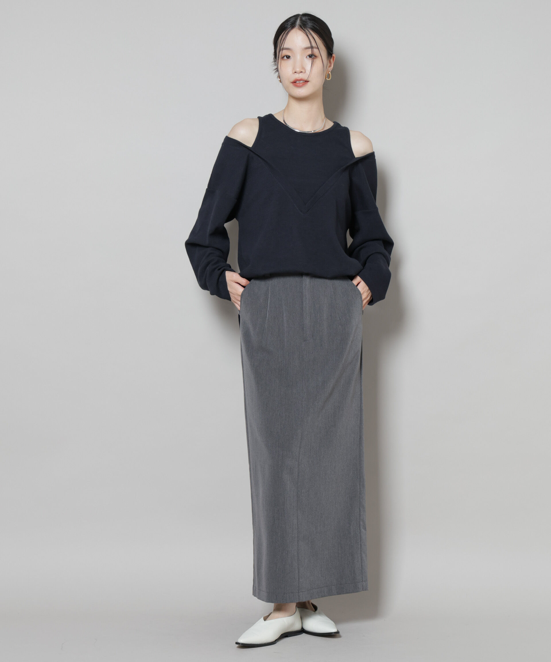 nano･universe「スーツライクIラインロングスカート」|スカート|