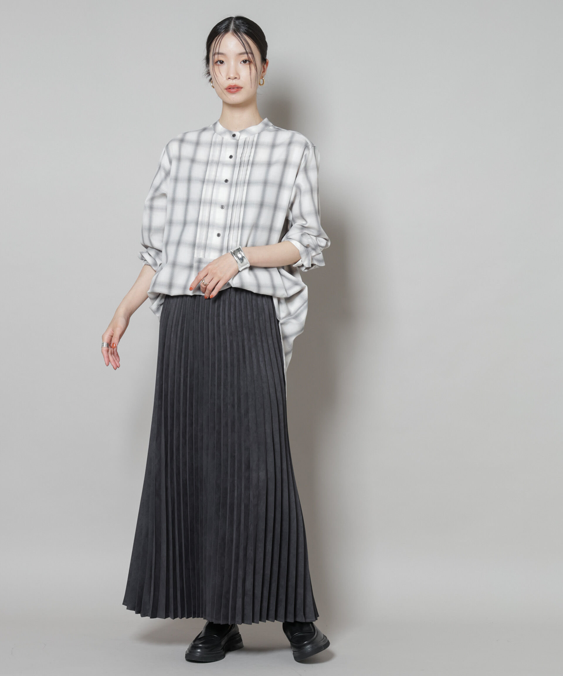 nano･universe「フェイクスエードプリーツスカート(セットアップ可)」|スカート|