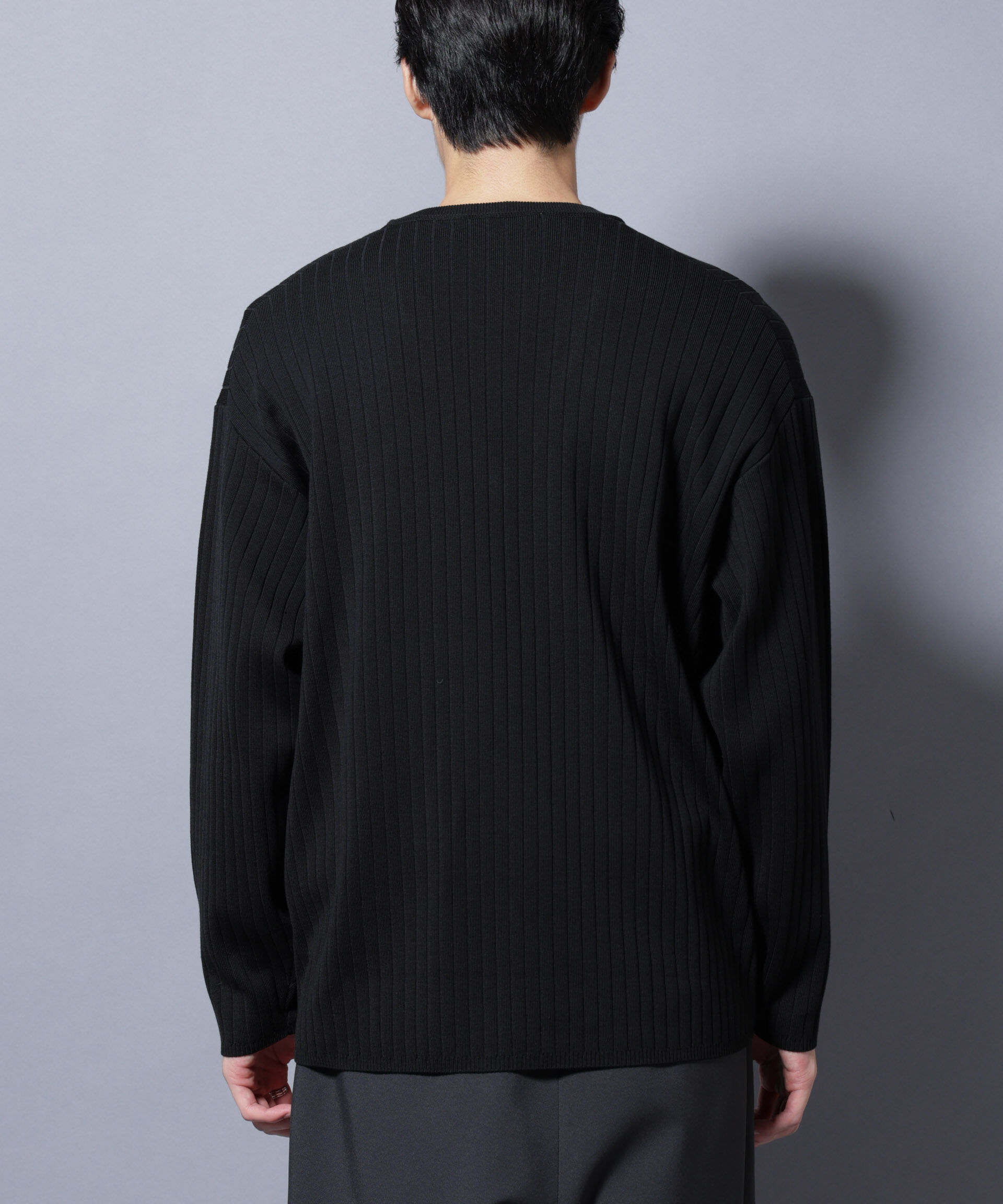 nano･universe「CICA&UVカット リブニットVネック」|ニット・セーター|