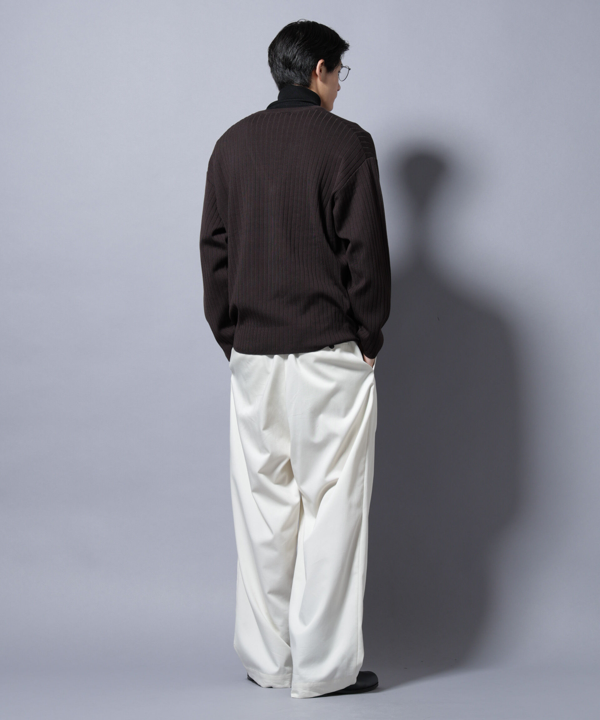 nano･universe「CICA&UVカット リブニットVネック」|ニット・セーター|