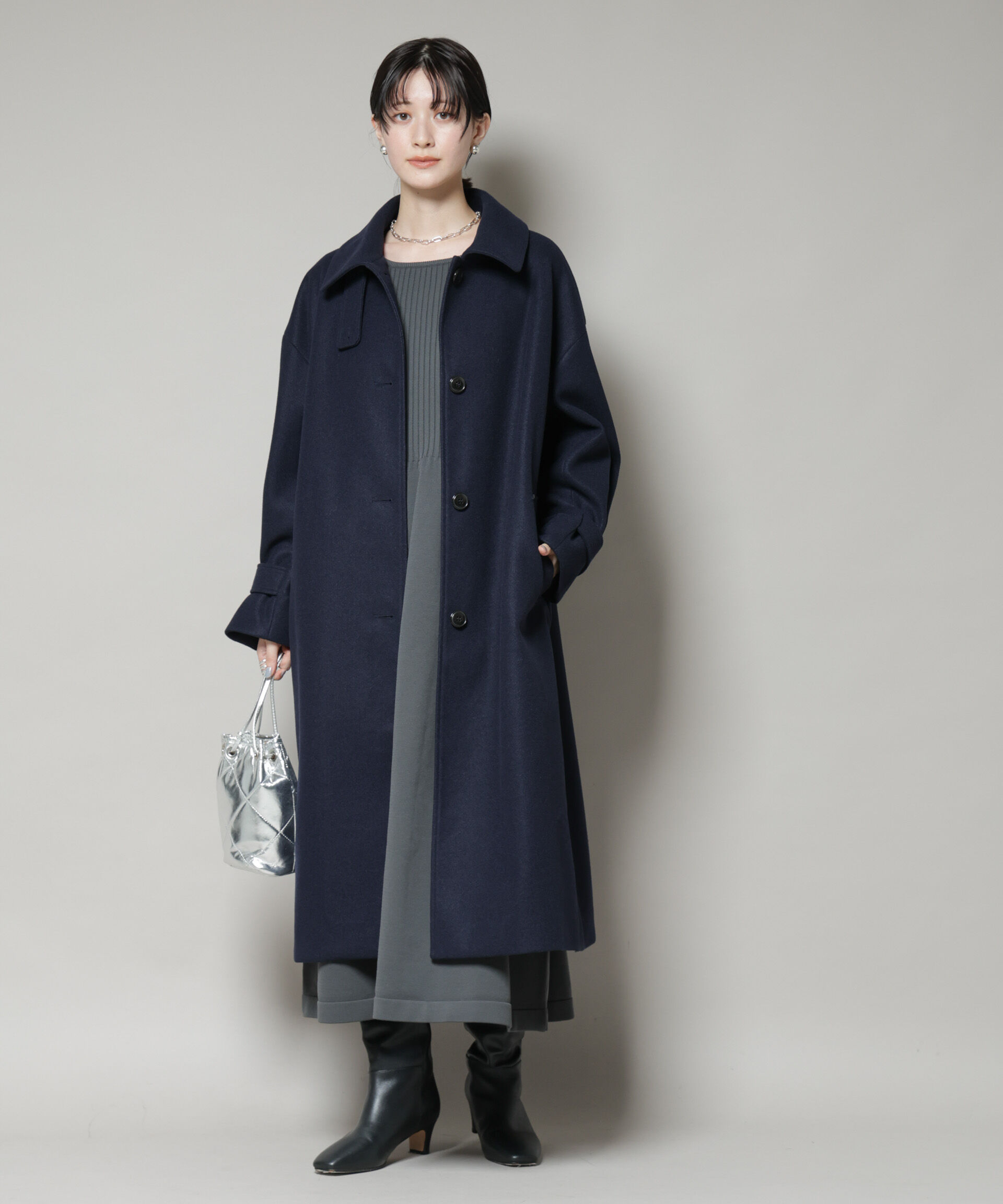 nano･universe「メルトンジャージーステンカラーコート」|その他|