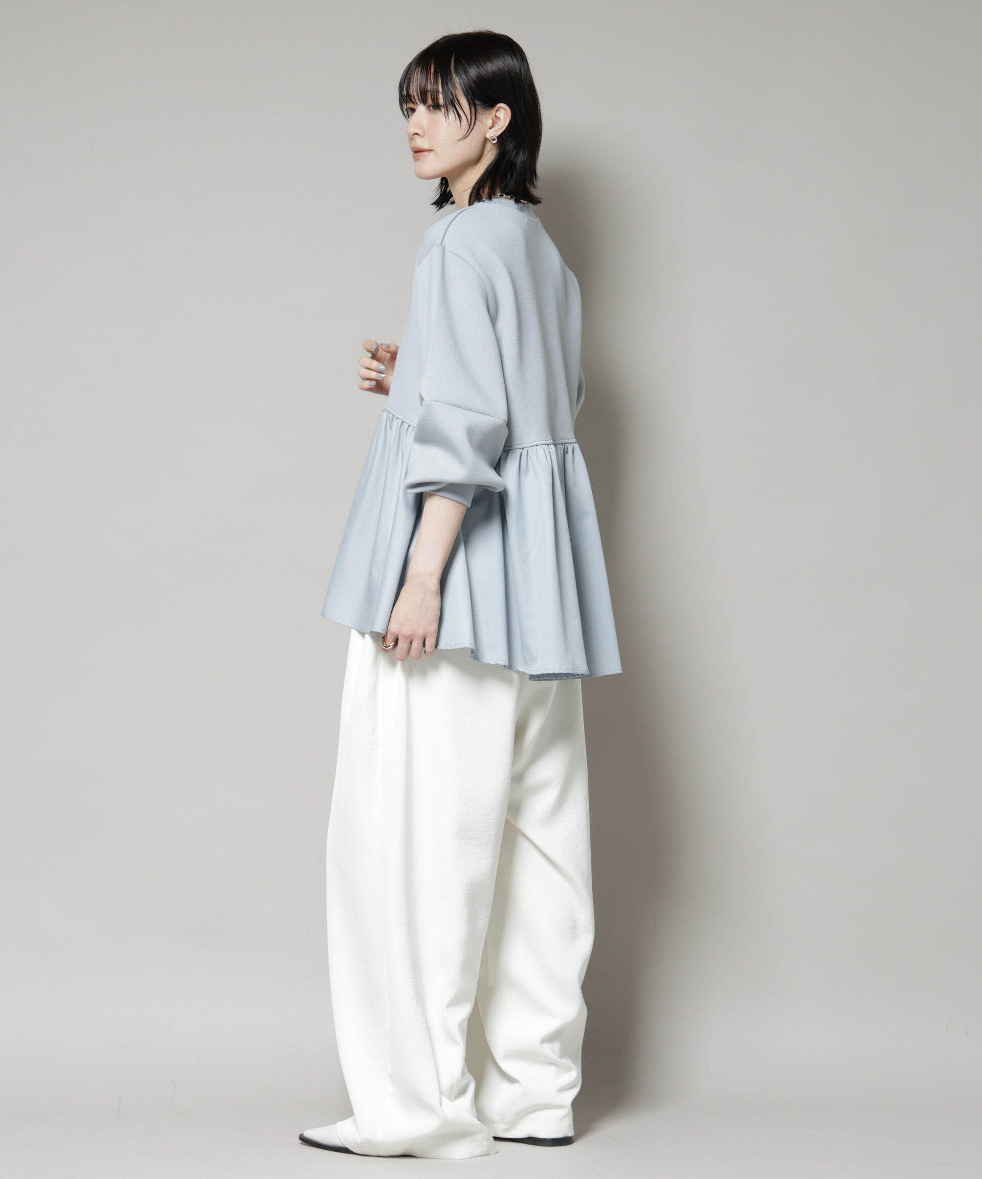 nano･universe「布帛コンビペプラムカットトップス」|Tシャツ・カットソー|