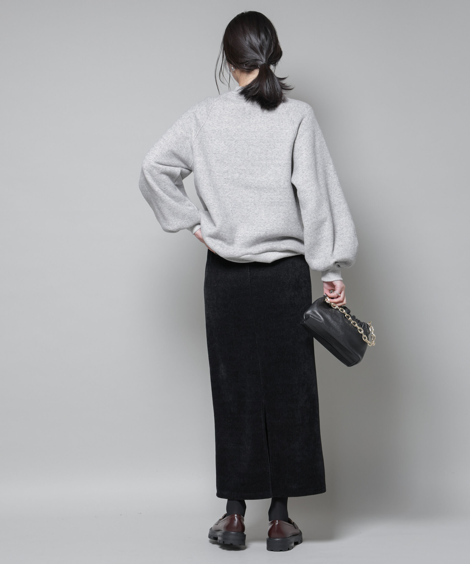 nano･universe「起毛リブカットタイトロングスカート」|スカート|