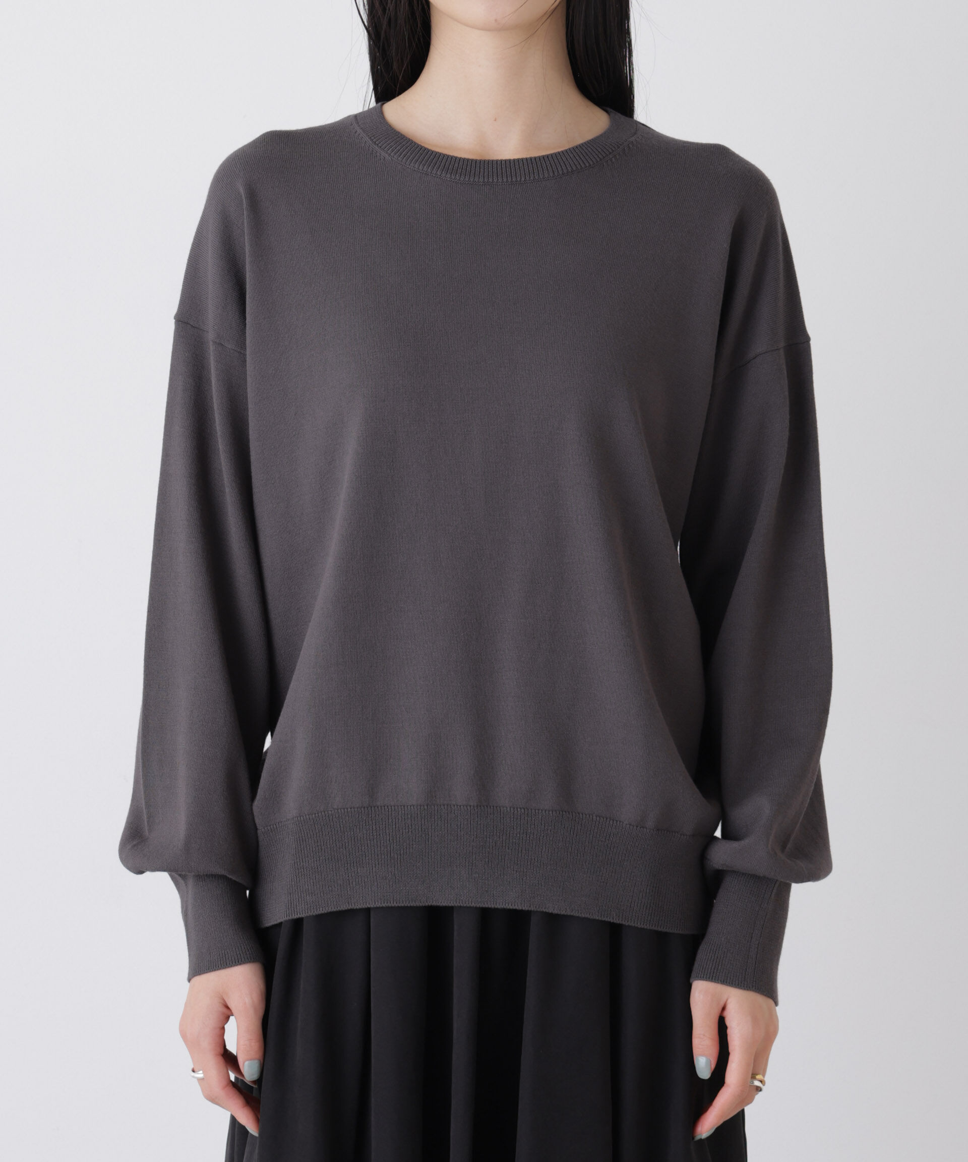 nano･universe「洗濯機洗可バンブーレーヨンニット ワイドクルーネックプルオーバー」|ニット・セーター|