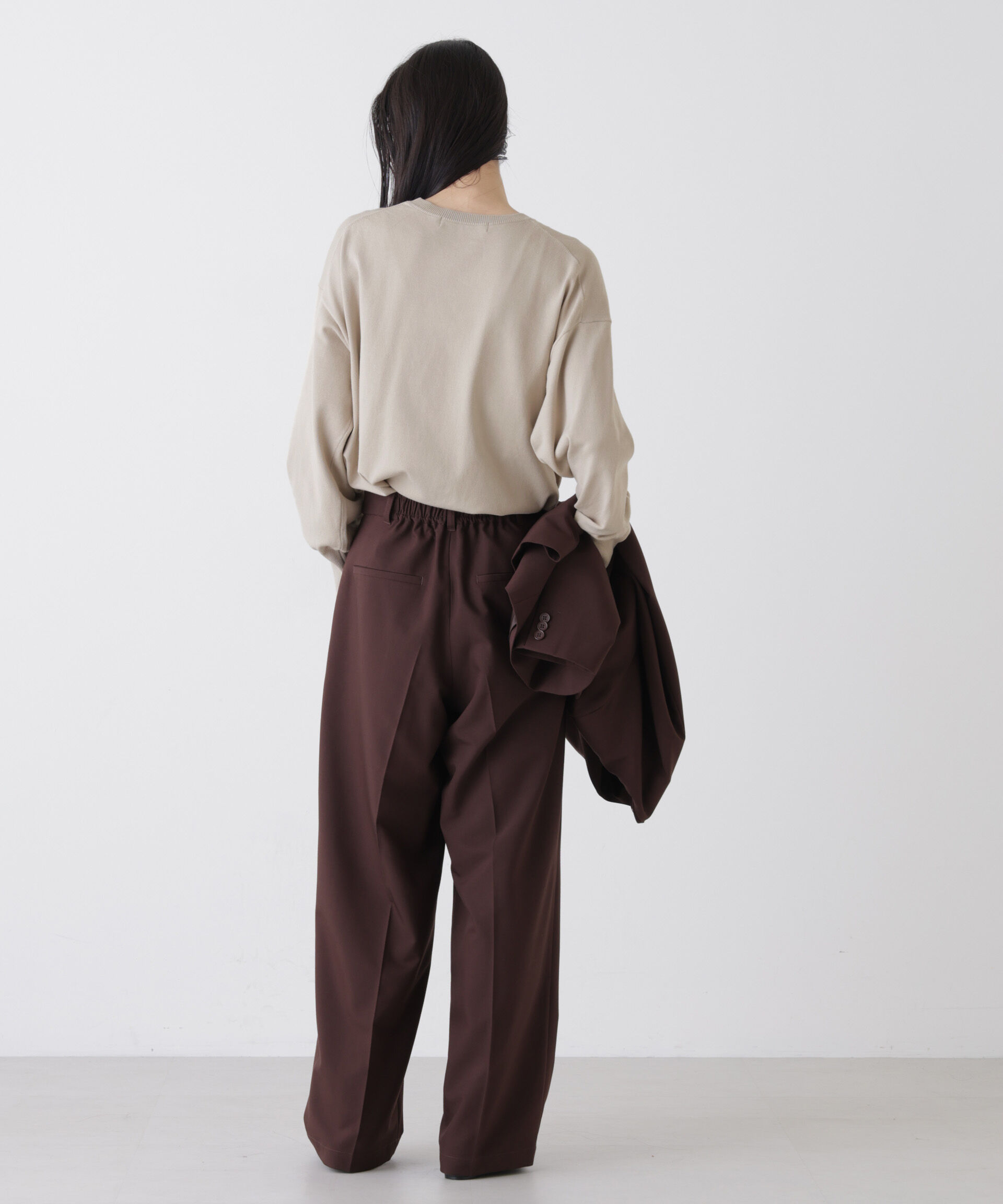 nano･universe「洗濯機洗可バンブーレーヨンニット ワイドクルーネックプルオーバー」|ニット・セーター|