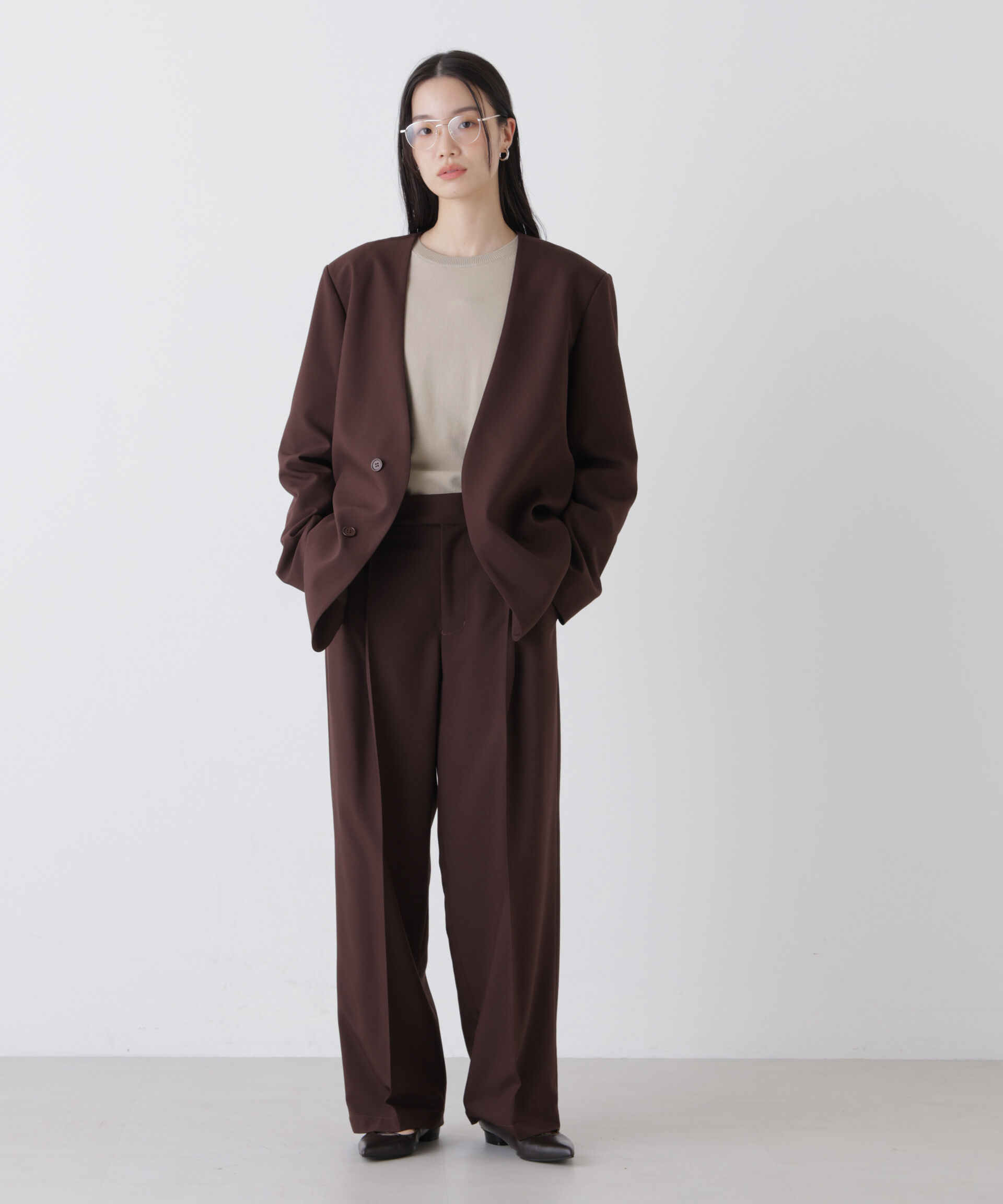 nano･universe「洗濯機洗可バンブーレーヨンニット ワイドクルーネックプルオーバー」|ニット・セーター|