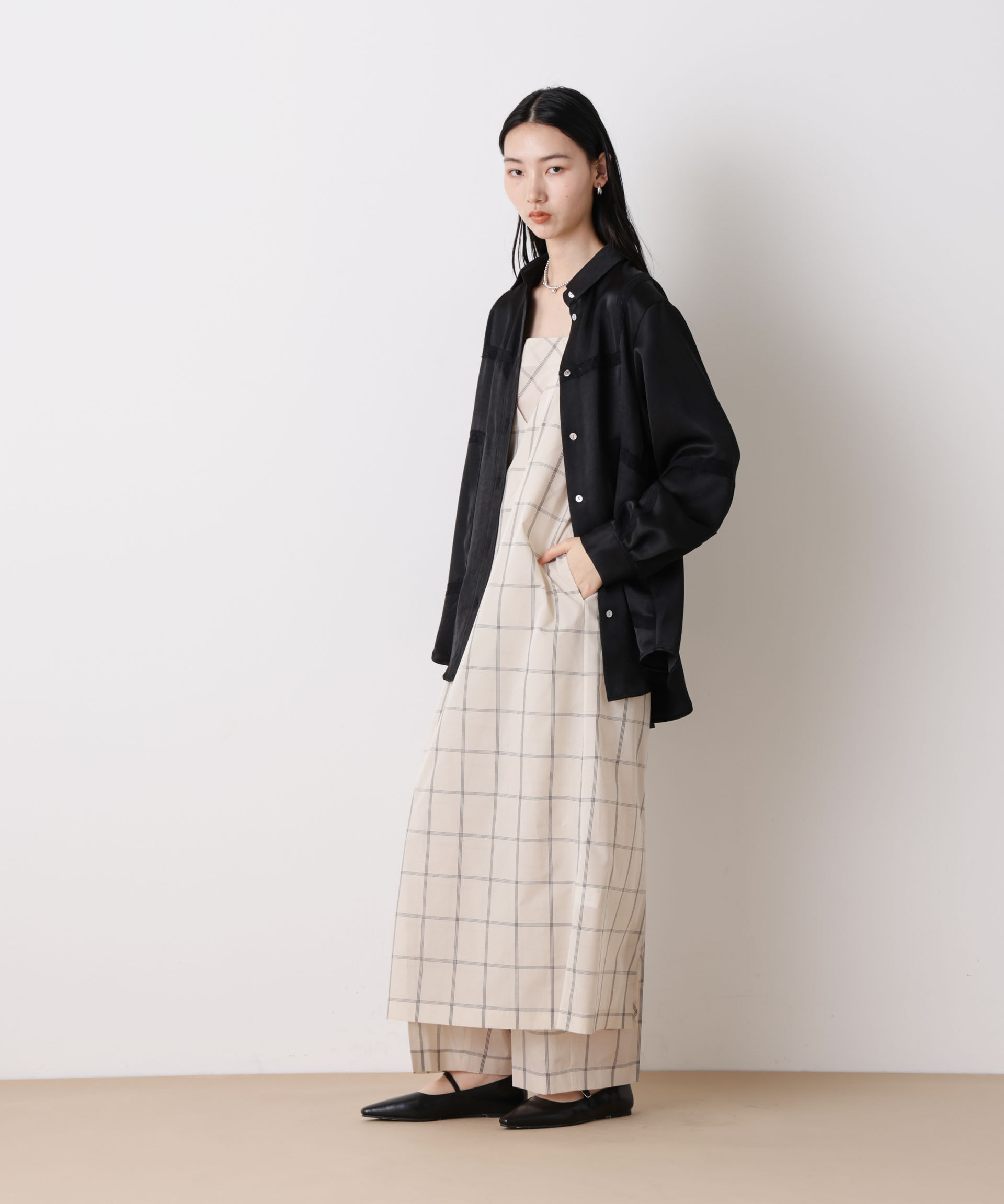 nano･universe「「STEVELOUR」サテンレーストリミングブラウス(セットアップ可)」|シャツ・ブラウス|