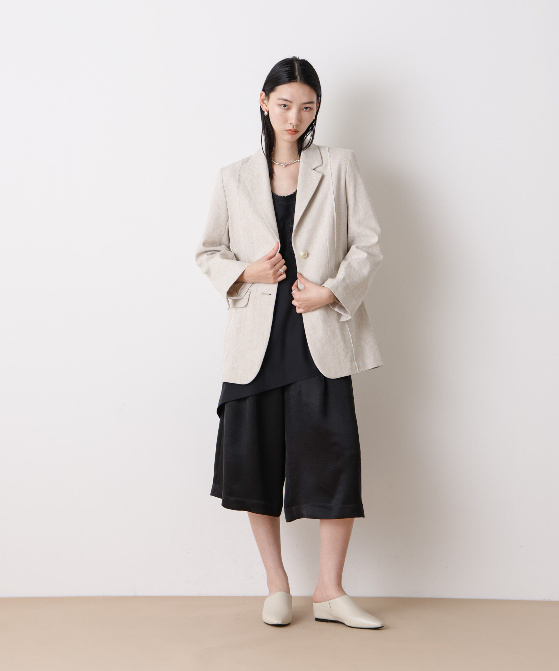 nano･universe「「STEVELOUR」サテンハーフパンツ(セットアップ可)」|チノ|