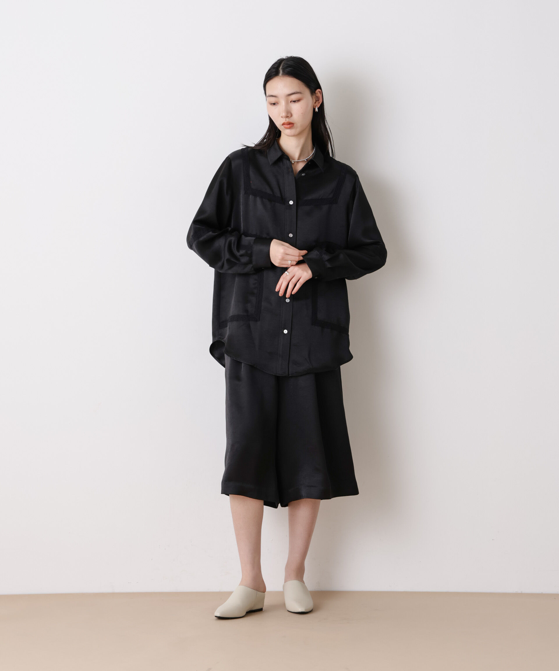 nano･universe「「STEVELOUR」サテンハーフパンツ(セットアップ可)」|チノ|