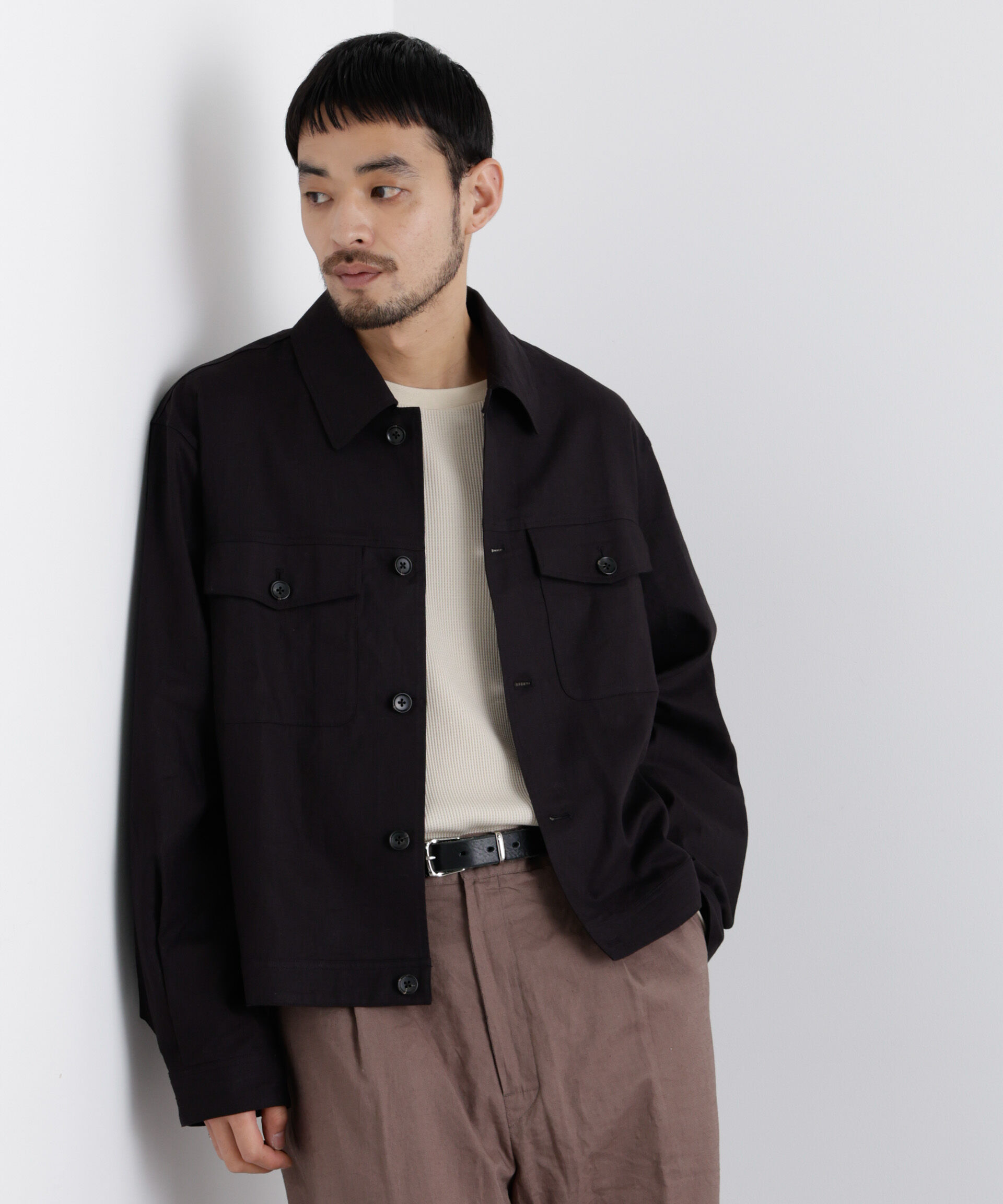 nano･universe「「FRENCH LINEN」リネンコットンシャツブルゾン」|ブルゾン・スタジャン|