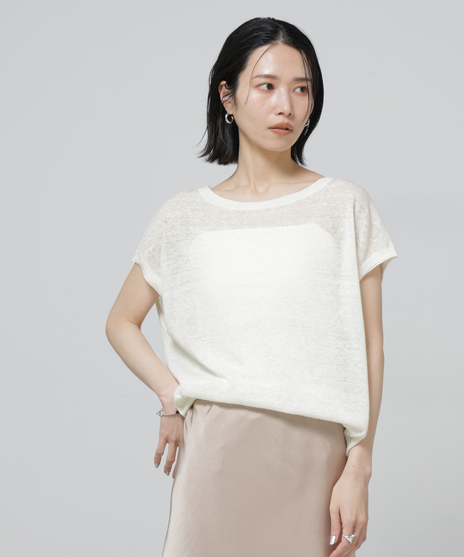 nano･universe「European Flax 2wayフレンチスリーブニット」|ニット・セーター|