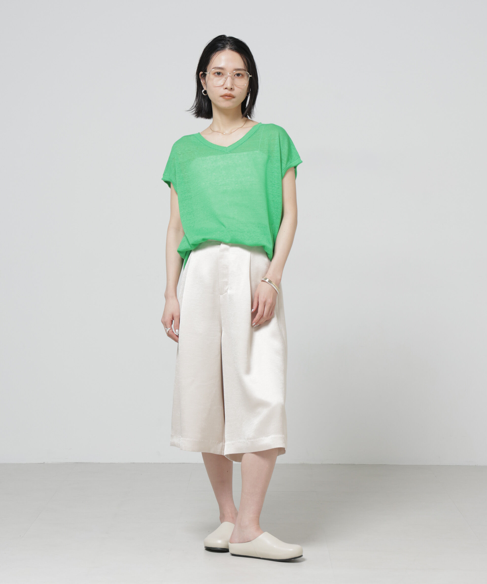 nano･universe「European Flax 2wayフレンチスリーブニット」|ニット・セーター|