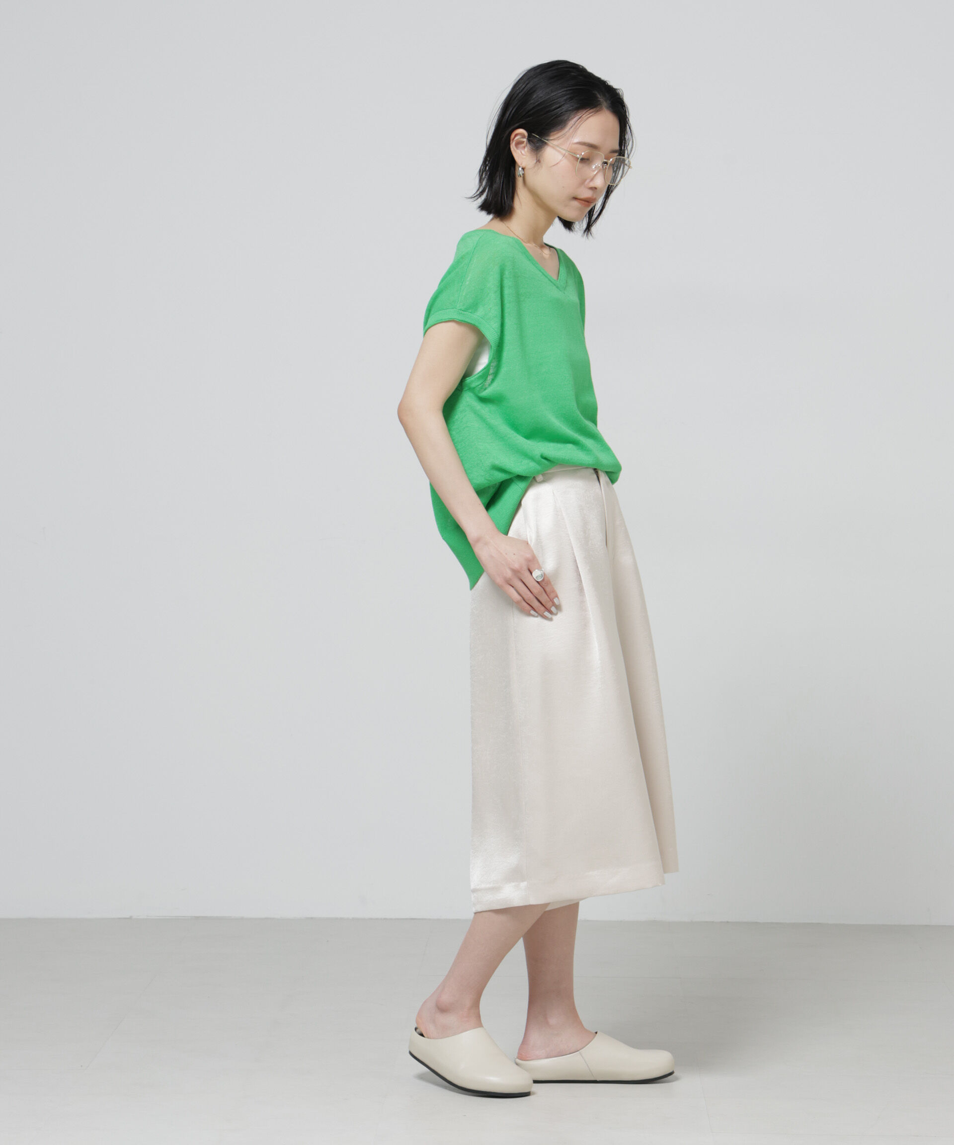 nano･universe「European Flax 2wayフレンチスリーブニット」|ニット・セーター|