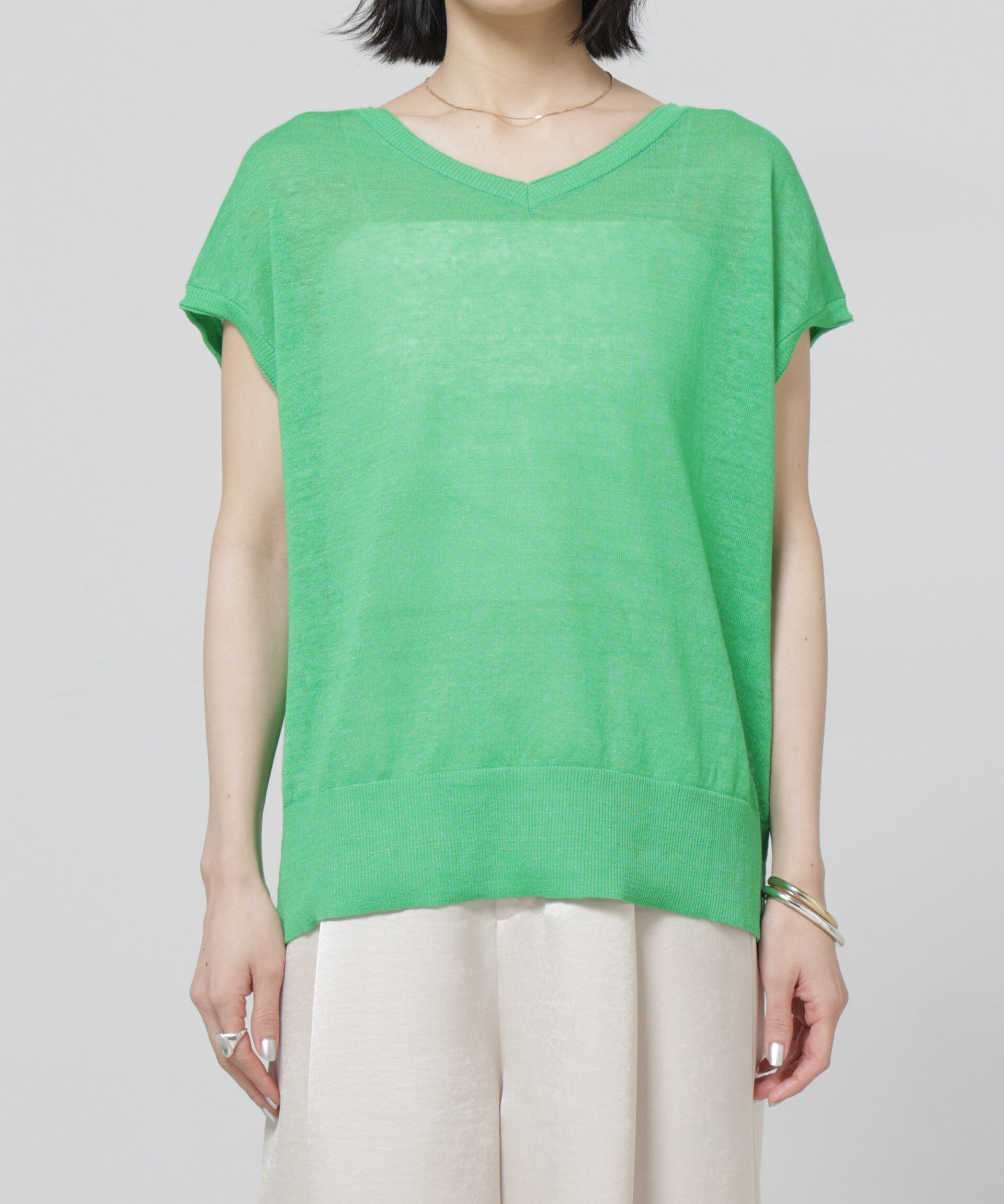 nano･universe「European Flax 2wayフレンチスリーブニット」|ニット・セーター|