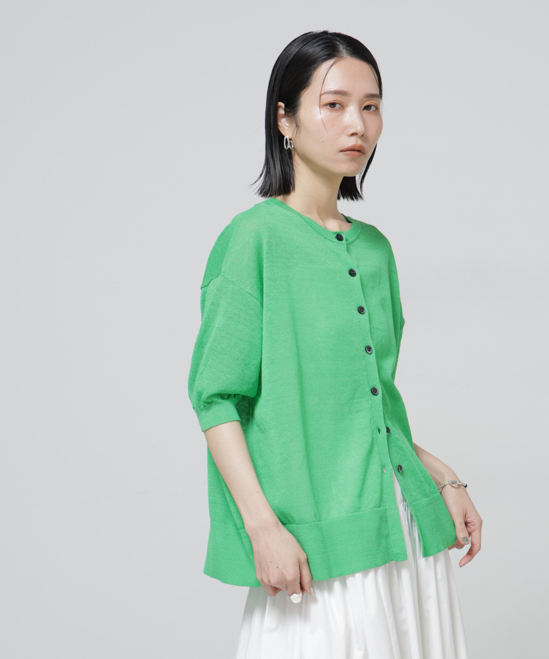 nano･universe「European Flax 2wayオーバーニットトップス」|ニット・セーター|グリーン