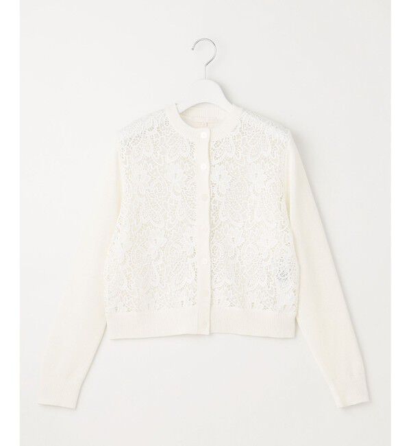 自由区「【洗える】レースコンビニット カーディガン」|カーディガン|