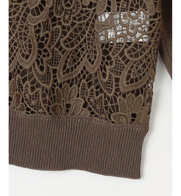 自由区「【洗える】レースコンビニット カーディガン」|カーディガン|