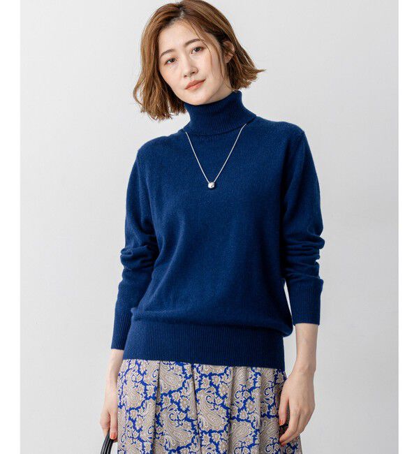 23区「【滝沢眞規子さん着用/BAILA掲載/洗える】ピュアカシミヤ タートルネック ニット」|ニット・セーター|ブルー系