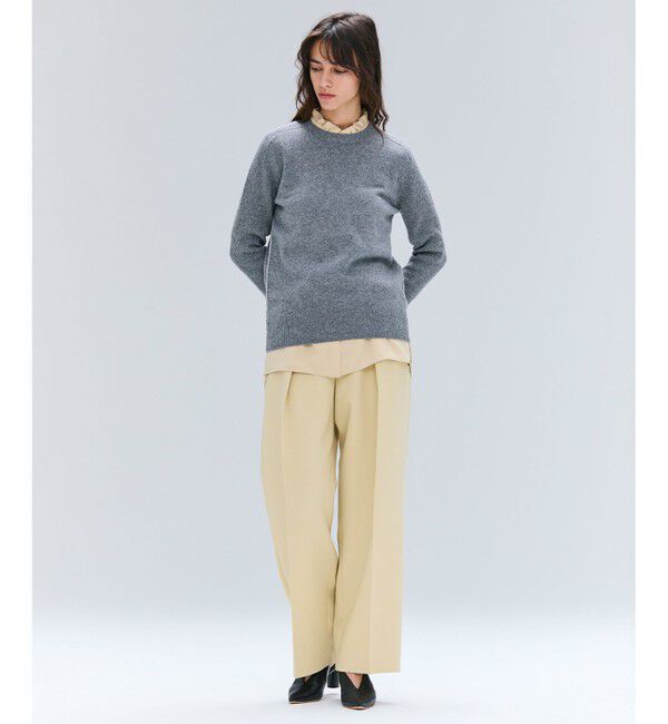 BEIGE,「【洗える】POMPE / ウールカシミヤ配色ラインクルーネックニット」|ニット・セーター|