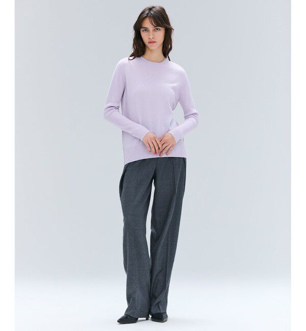 BEIGE,「【洗える】POMPE / ウールカシミヤ配色ラインクルーネックニット」|ニット・セーター|