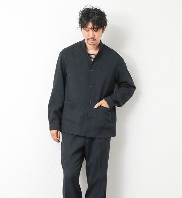 NOLLEY'S goodman「《セットアップ対応》LANATEC ウーステッドサージストレッチ マオカラーシャツブルゾン」|ブルゾン・スタジャン|