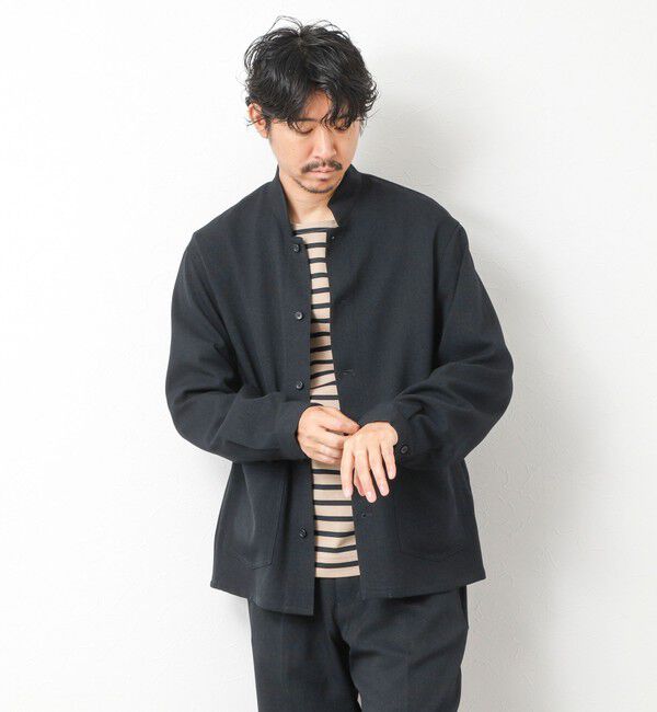 NOLLEY'S goodman「《セットアップ対応》LANATEC ウーステッドサージストレッチ マオカラーシャツブルゾン」|ブルゾン・スタジャン|