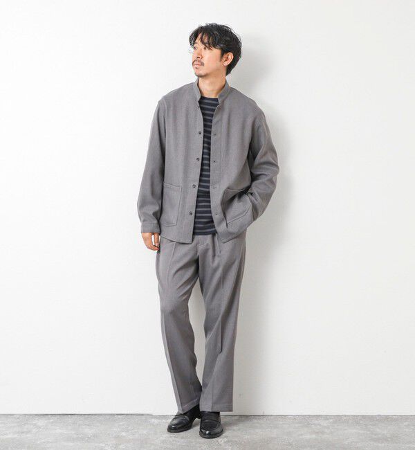 NOLLEY'S goodman「《セットアップ対応》LANATEC ウーステッドサージストレッチ マオカラーシャツブルゾン」|ブルゾン・スタジャン|