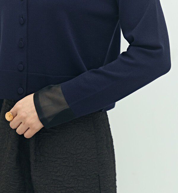 NOLLEY'S「《手洗い可能》くるみ釦シアークルーネックカーディガン」|カーディガン|