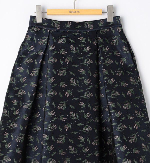 NOLLEY'S「ウォッシャブル花柄ジャガードタックスカート」|フレア|