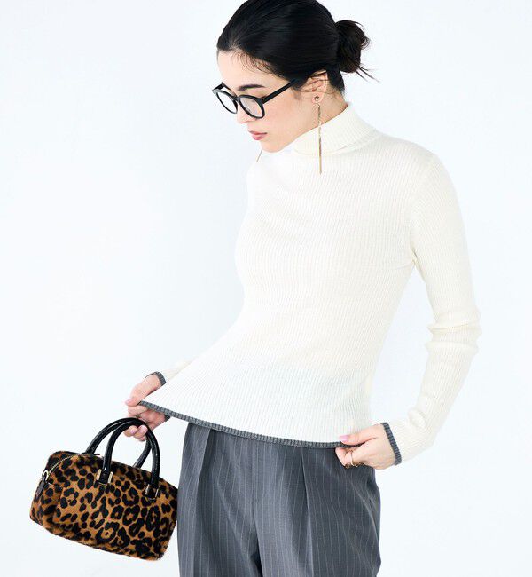 NOLLEY'S「《手洗い可能》3&times;2リブ配色タートルネック」|ニット・セーター|