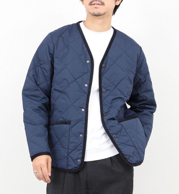 NOLLEY'S goodman「【TAION/タイオン】PIPING V NECK DOWN CARDIGAN 25AW」|ブルゾン・スタジャン|ネイビー