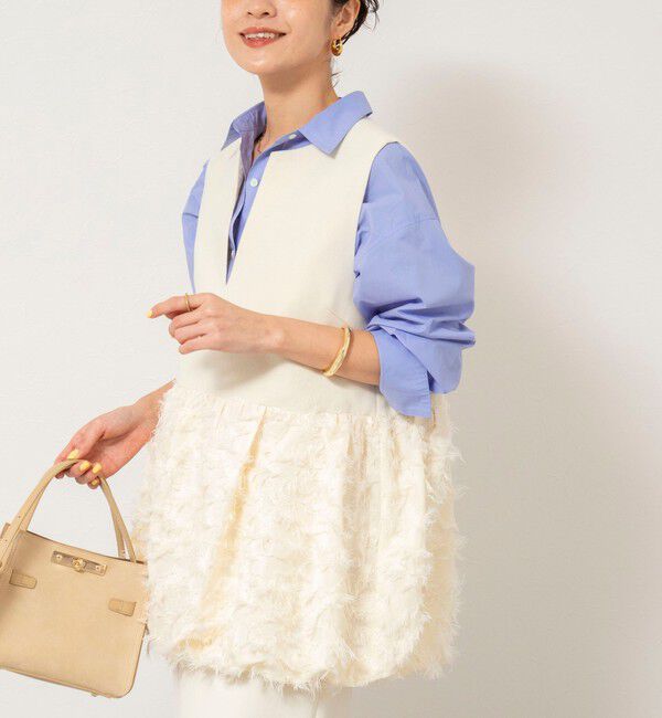 NOLLEY'S sophi「フリンジジャガード切替ベスト」|ベスト・ジレ|オフホワイト