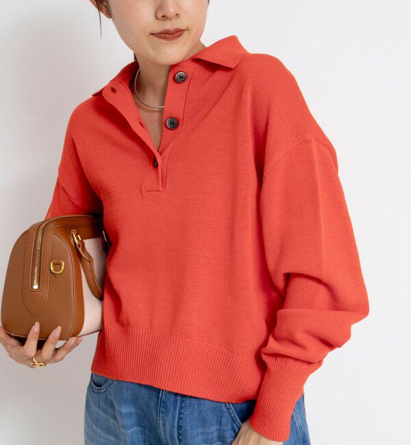 NOLLEY'S「《手洗い可能》ギマコットンポロ襟プルオーバー」|ニット・セーター|