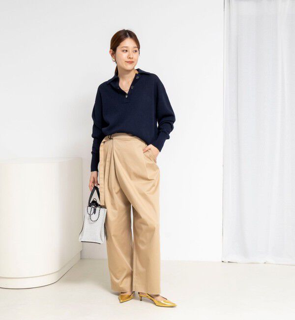 NOLLEY'S「《手洗い可能》ギマコットンポロ襟プルオーバー」|ニット・セーター|