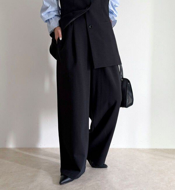 fredy emue「【セットアップ対応】パウダリーツイルイージーセミワイドパンツ」|チノ|