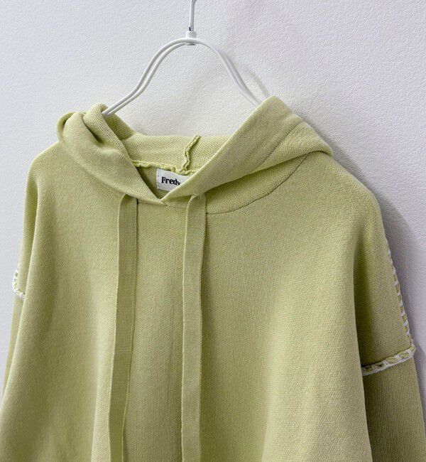 fredy emue「フード付き配色ステッチニットプルオーバー」|ニット・セーター|