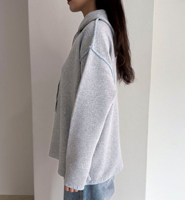 fredy emue「フード付き配色ステッチニットプルオーバー」|ニット・セーター|